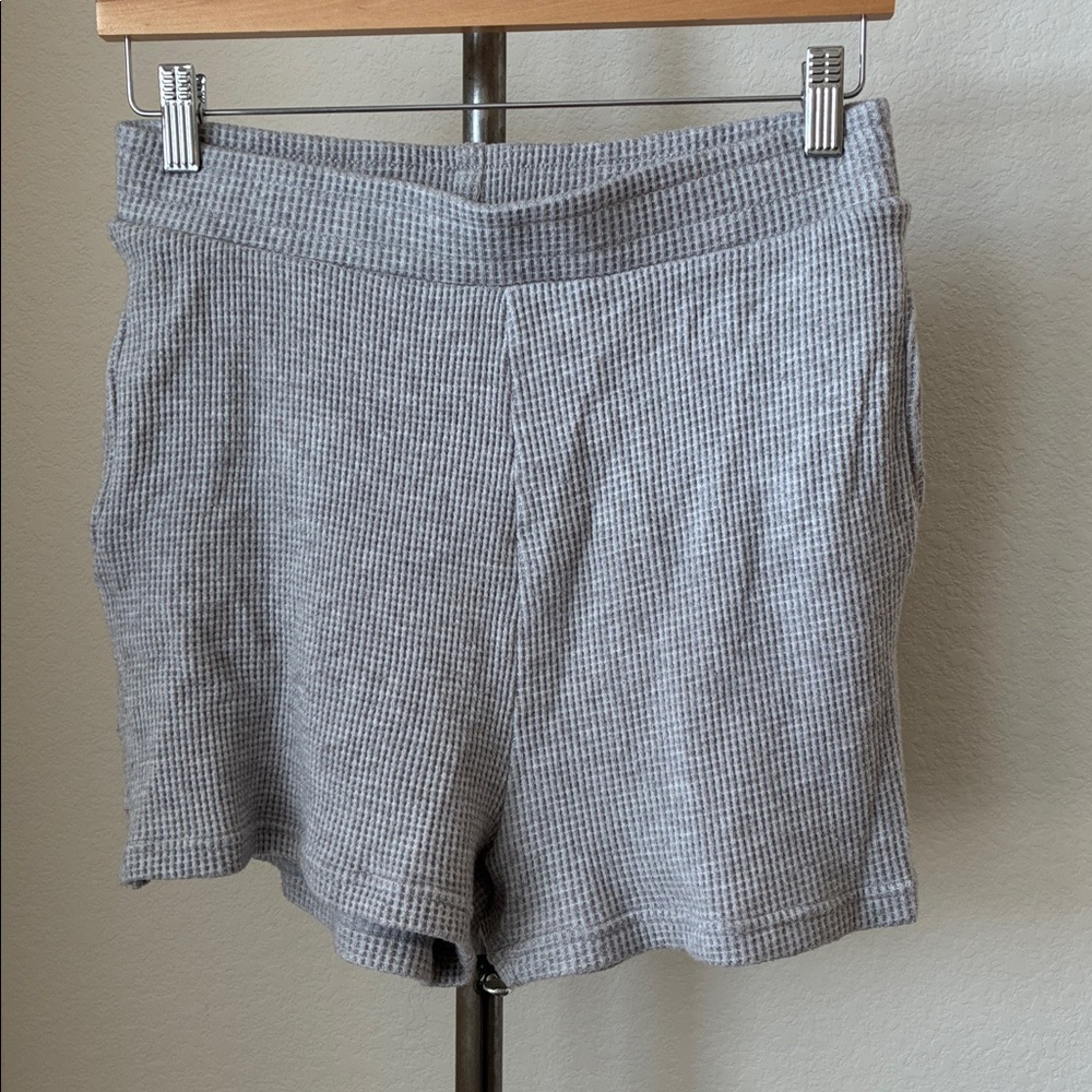 Alter'd State Intimates L Grey Waffle Lounge Shorts Pockets Elastic Waist Comfy